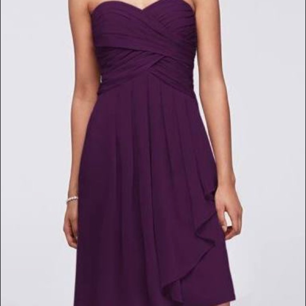 David’s Bridal Strapless Regency Purple Dress